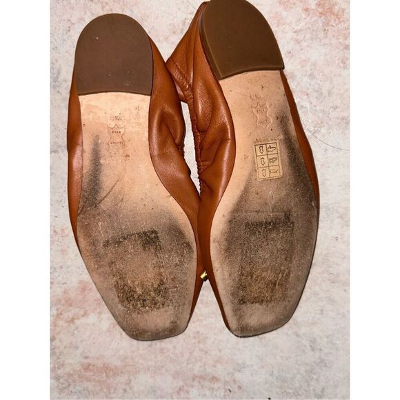 Tory Burch Women’s Brown Leather Square Toe Ballet Flats - Picture 5 of 6